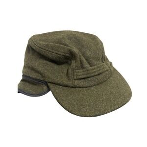 Filson Double Mackinaw Cap Forest Green 100% Virgin Wool Ear Flap Hat Mens
